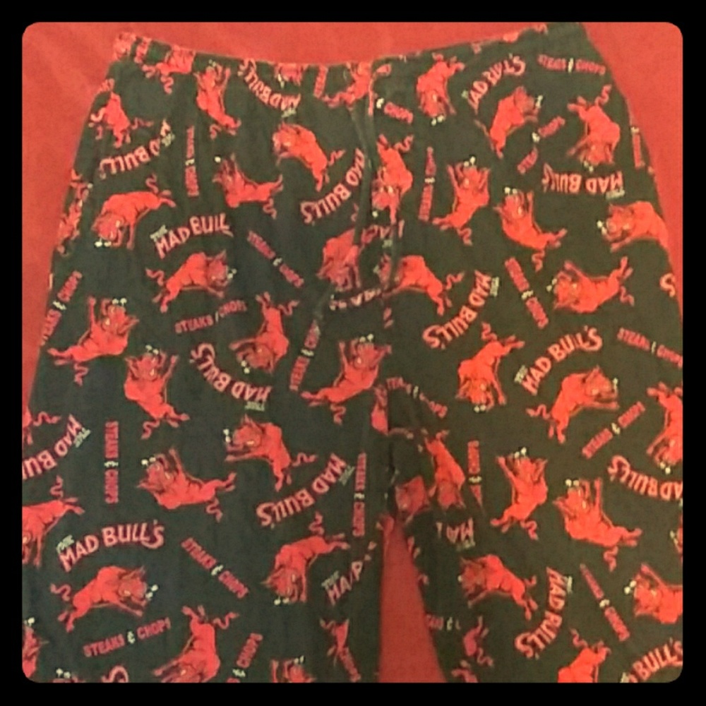 Red/Blk Mad Bull PJ Like New Steak And Chop Prin